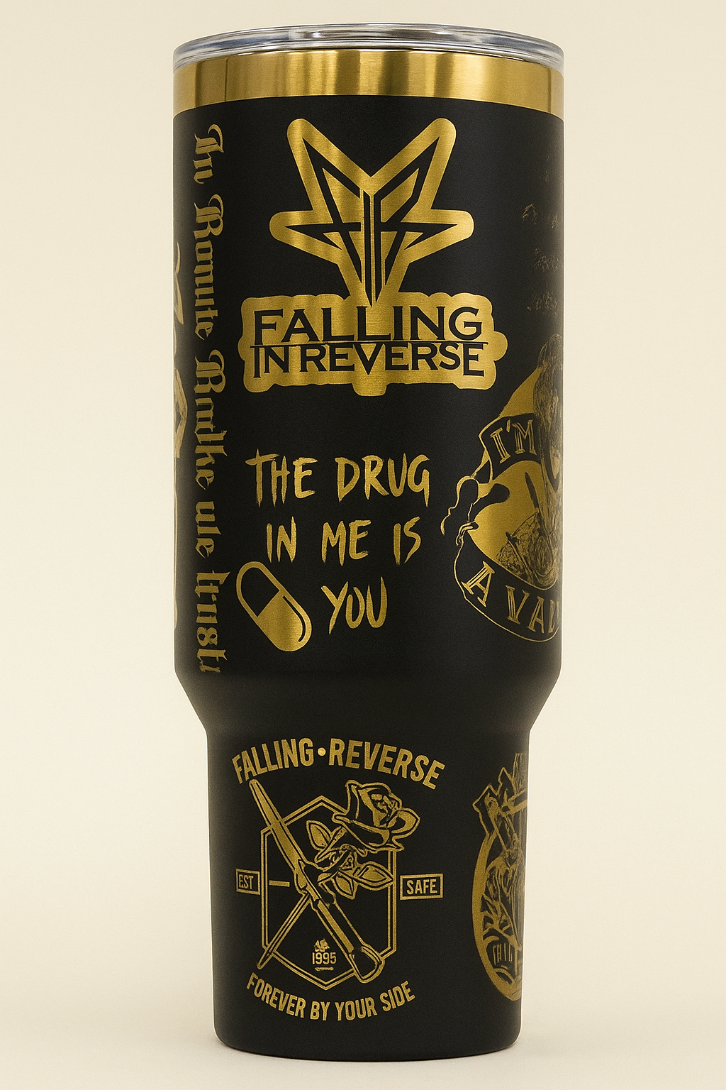 40oz Stainless Steel Tumbler – Laser Engraved Falling In Reverse Design