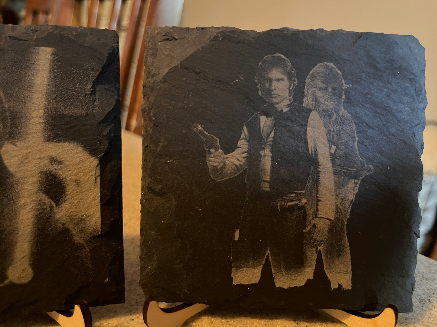 Starwars Coaster set Stylish Slate Coaster Sets: Star Wars Characters or Iconic Ship Blueprints - Perfect for Fans!