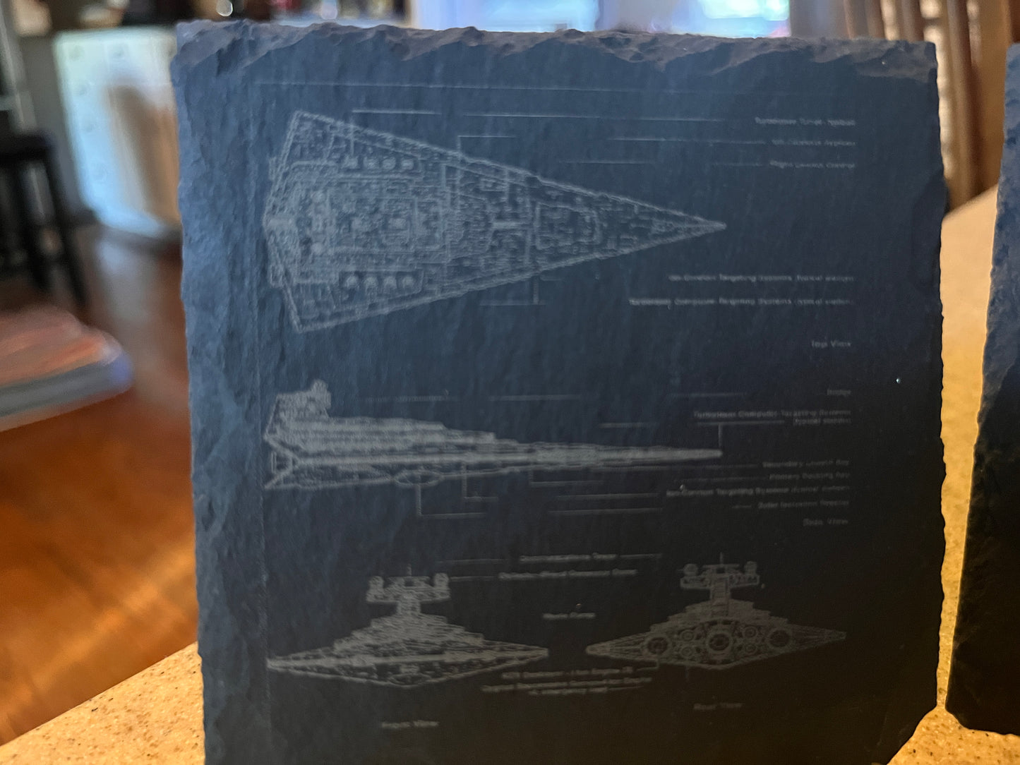 Starwars Coaster set Stylish Slate Coaster Sets: Star Wars Characters or Iconic Ship Blueprints - Perfect for Fans!
