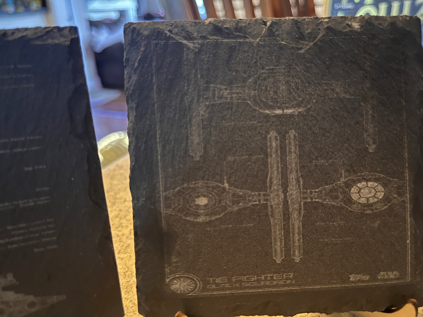 Starwars Coaster set Stylish Slate Coaster Sets: Star Wars Characters or Iconic Ship Blueprints - Perfect for Fans!