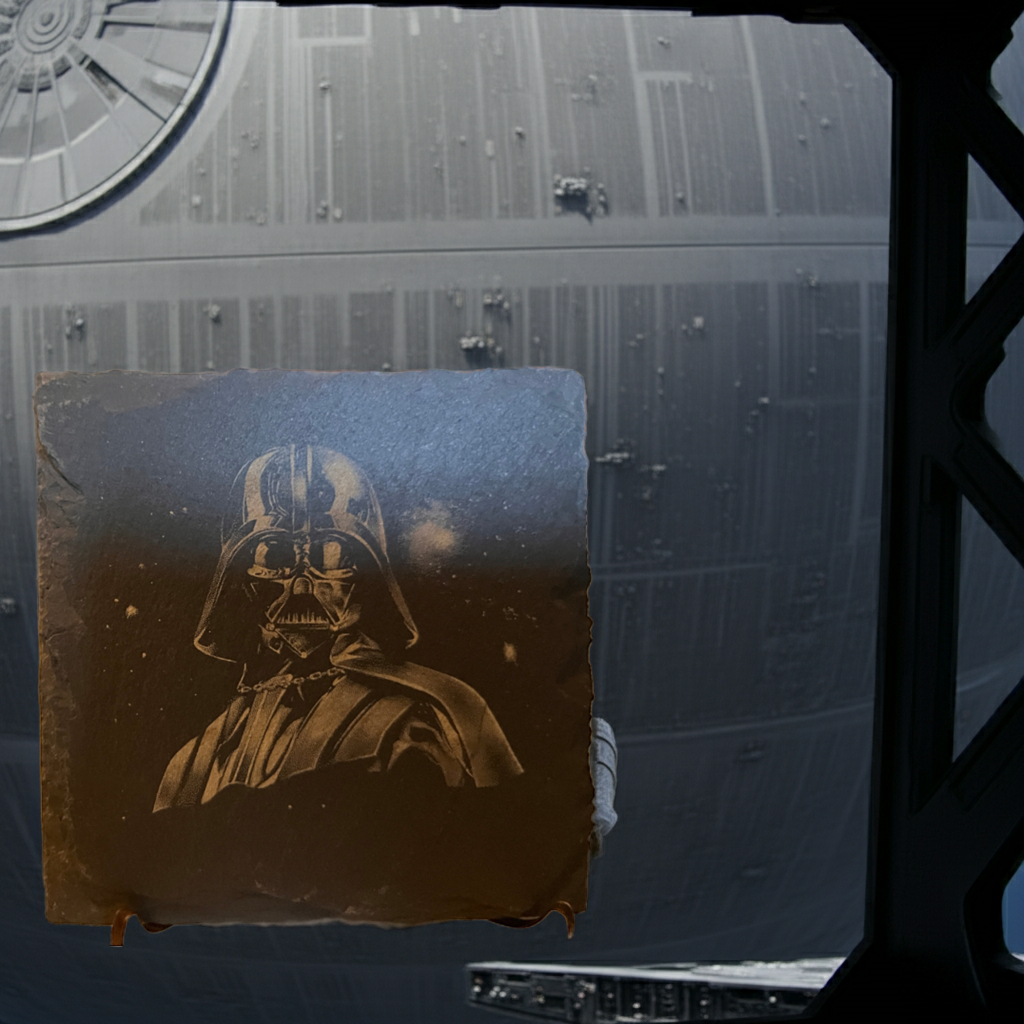 Starwars Coaster set Stylish Slate Coaster Sets: Star Wars Characters or Iconic Ship Blueprints - Perfect for Fans!