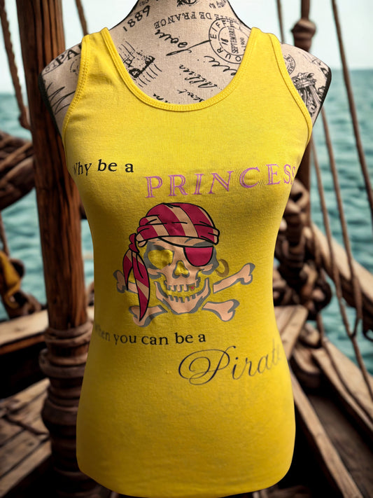 Sail the High Seas: "Pirate Princess" Yellow Tank Top