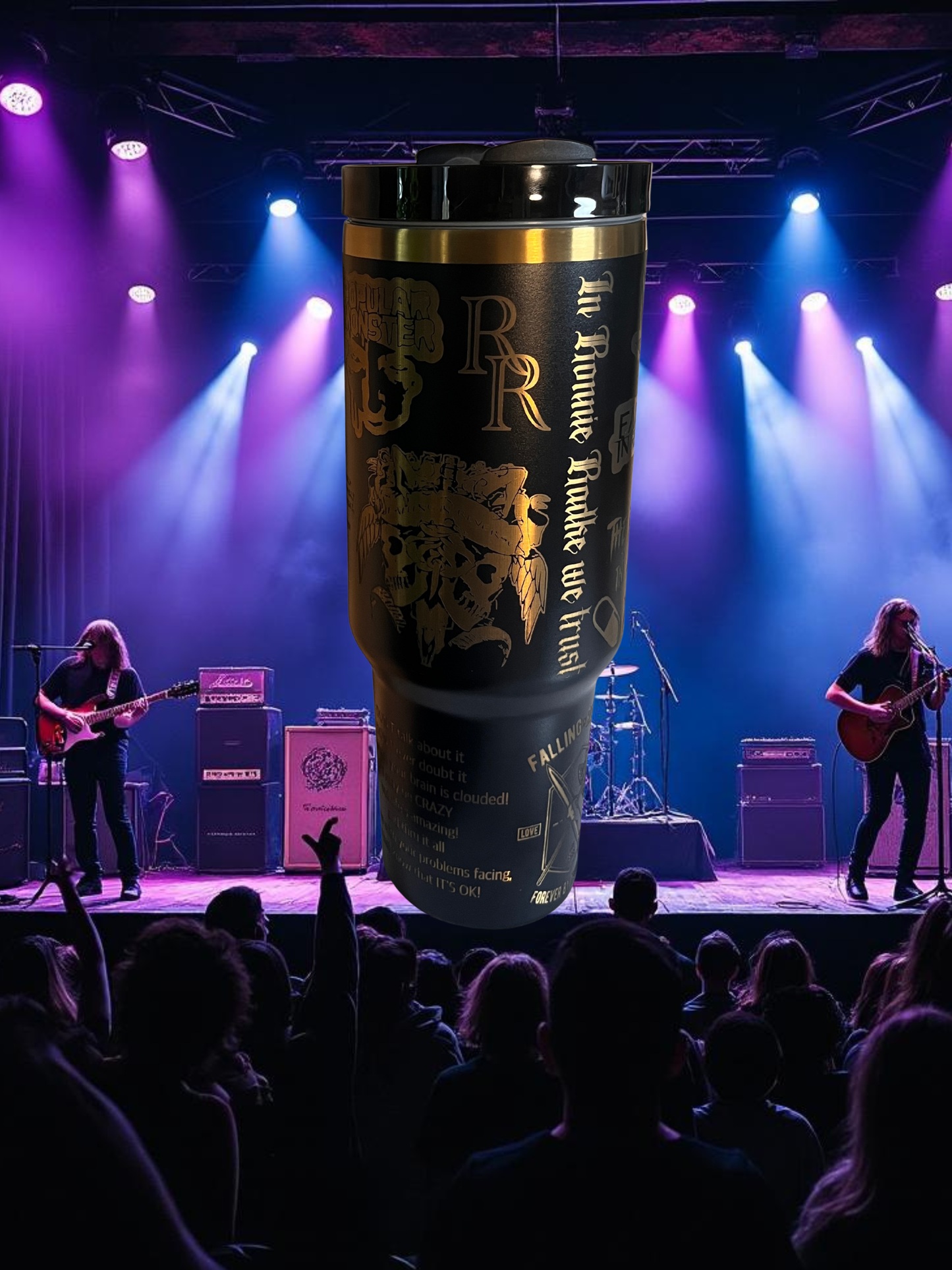 40oz Stainless Steel Tumbler – Laser Engraved Falling In Reverse Design
