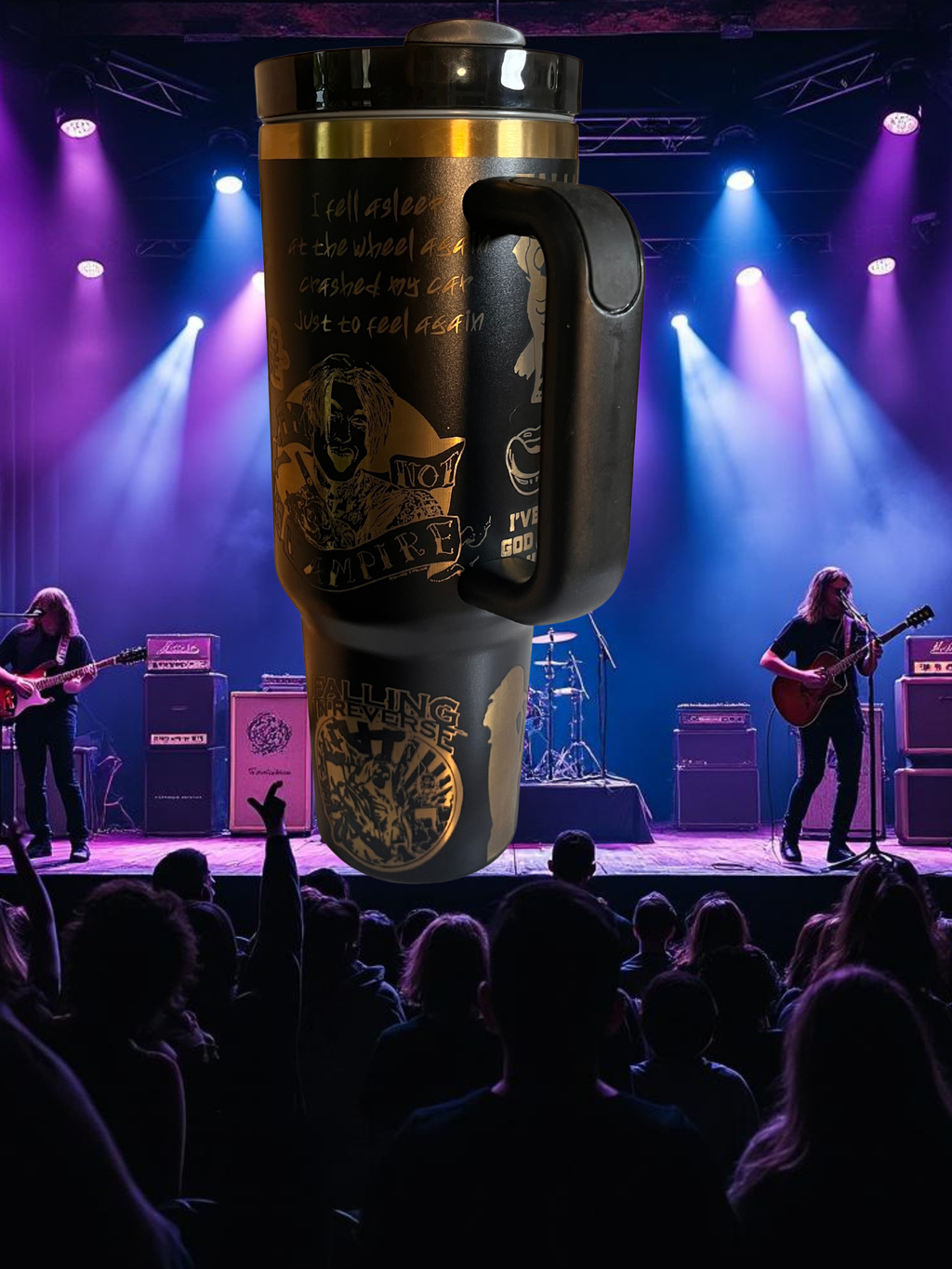 40oz Stainless Steel Tumbler – Laser Engraved Falling In Reverse Design