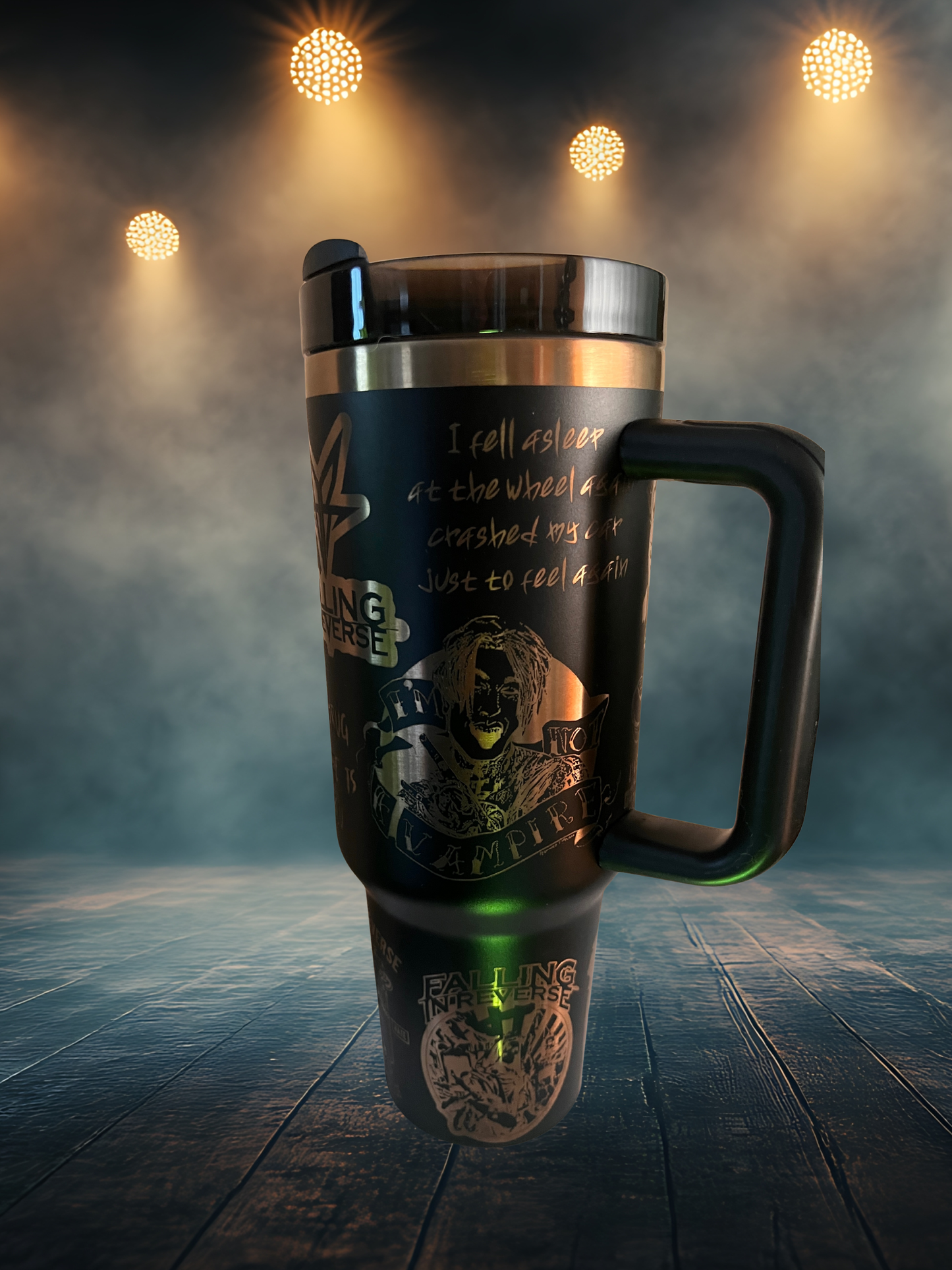 40oz Stainless Steel Tumbler – Laser Engraved Falling In Reverse Design