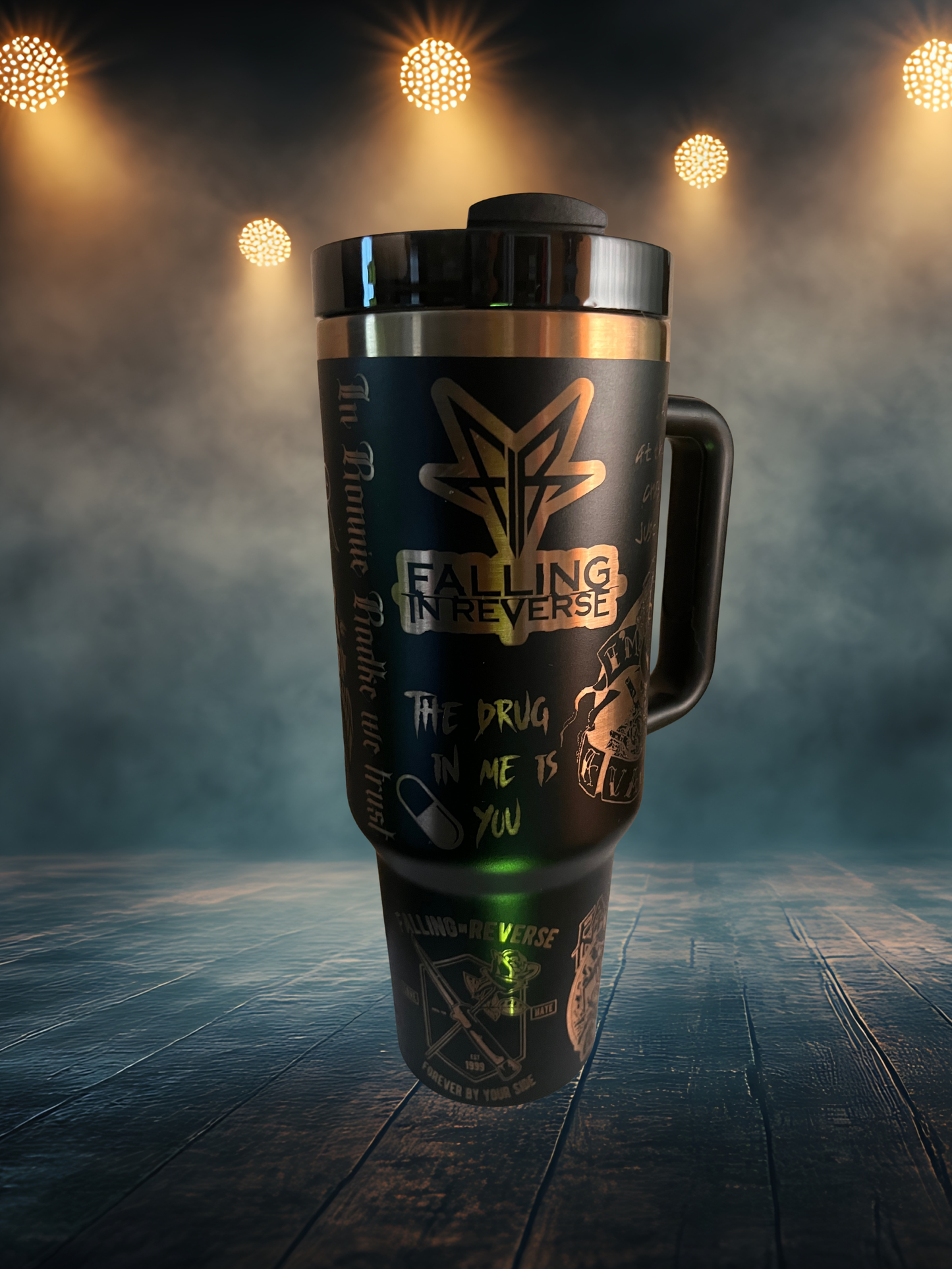 40oz Stainless Steel Tumbler – Laser Engraved Falling In Reverse Design
