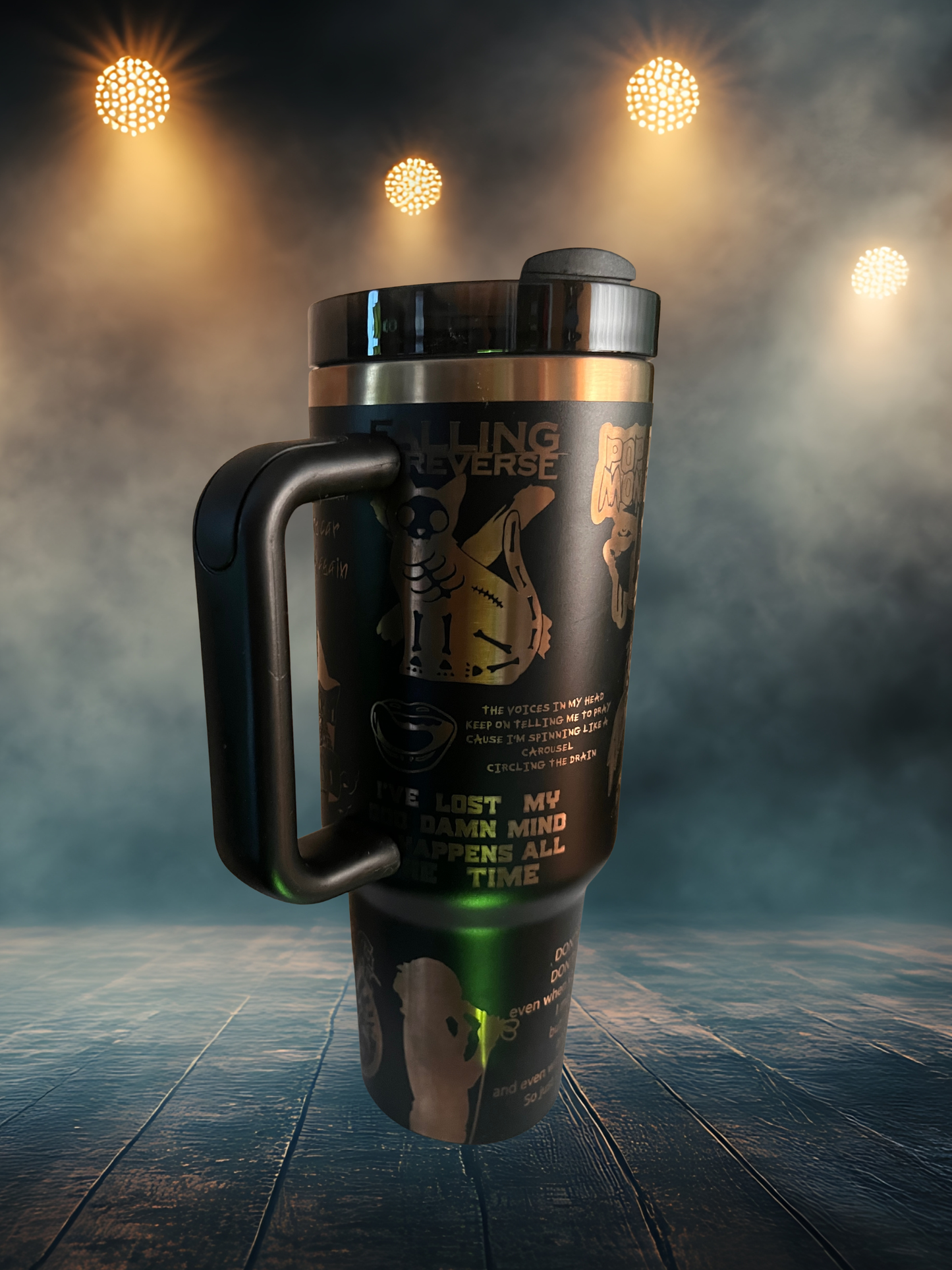 40oz Stainless Steel Tumbler – Laser Engraved Falling In Reverse Design