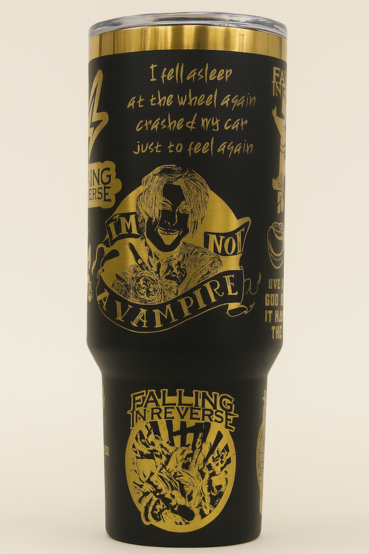 40oz Stainless Steel Tumbler – Laser Engraved Falling In Reverse Design