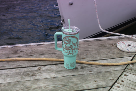 Salty Lil Beach – 40oz Teal Stainless Steel Tumbler