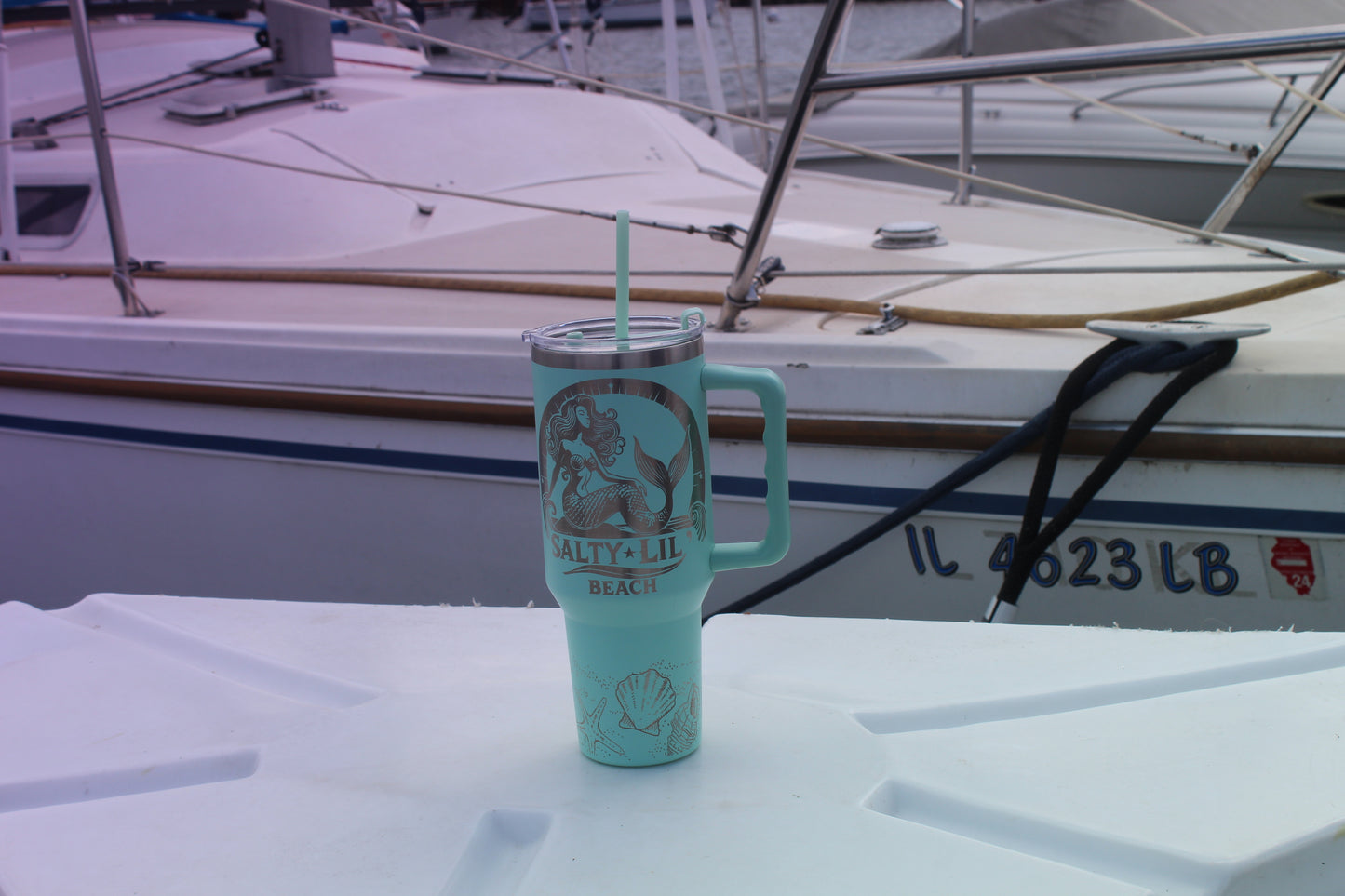 Salty Lil Beach – 40oz Teal Stainless Steel Tumbler