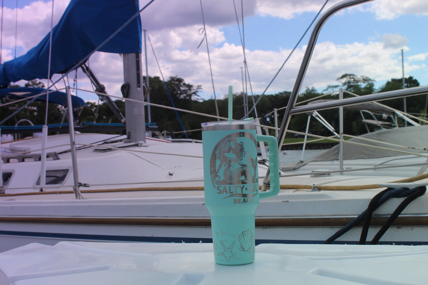Salty Lil Beach – 40oz Teal Stainless Steel Tumbler