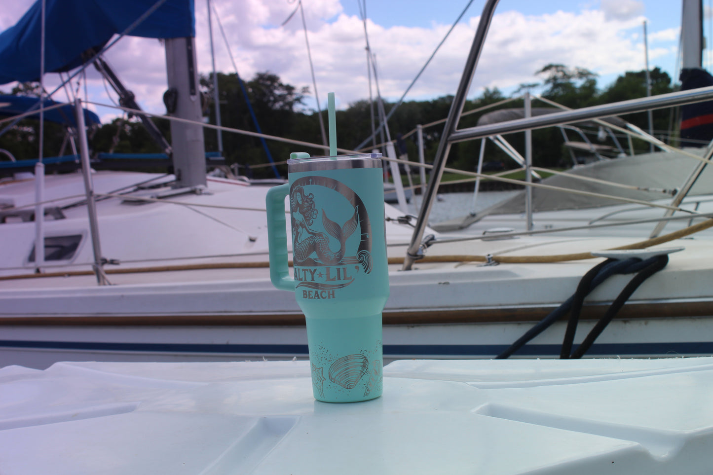 Salty Lil Beach – 40oz Teal Stainless Steel Tumbler
