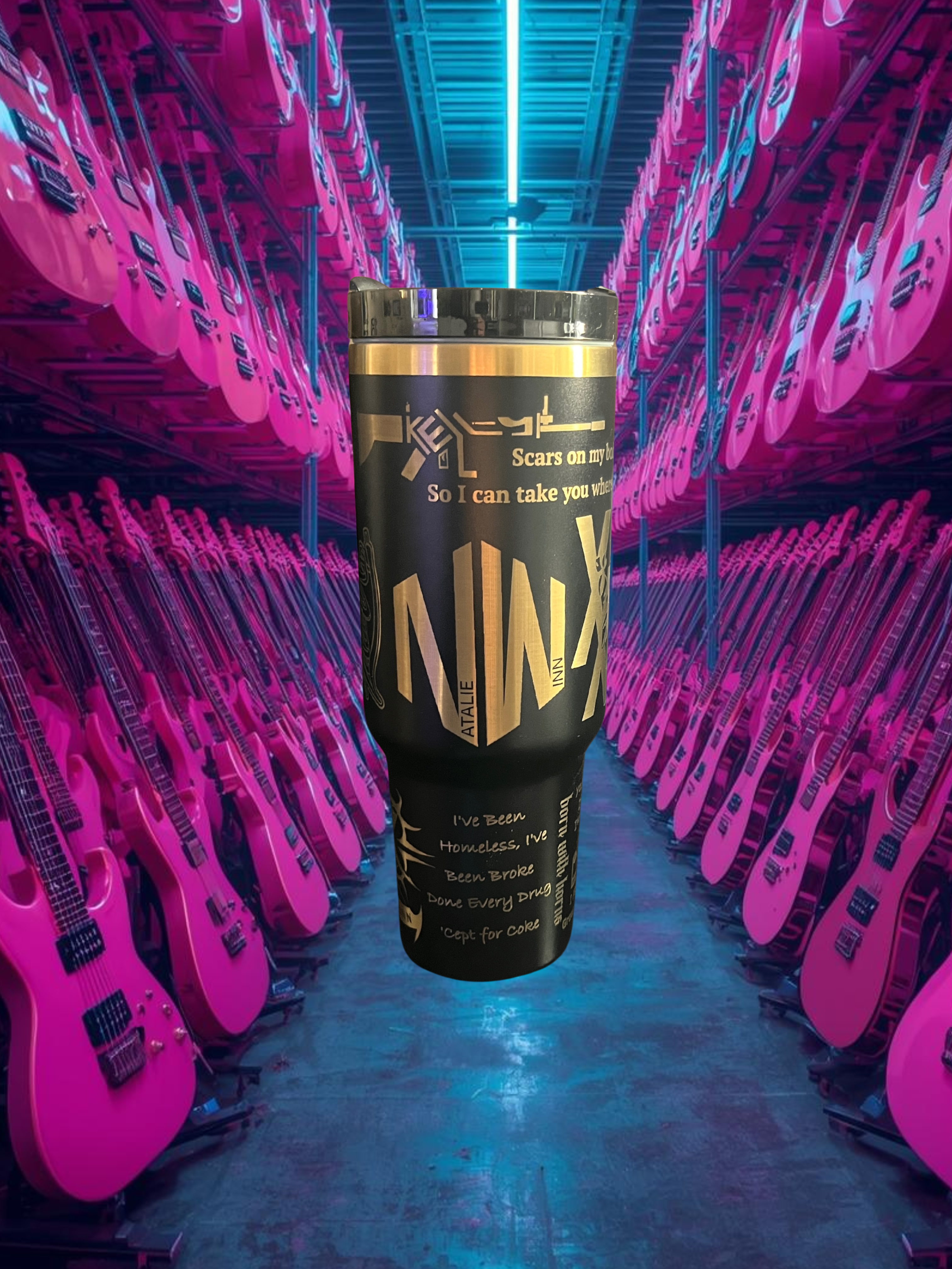 Customizable 40oz Black and Gold Tumbler - Machine Gun Kelly Inspired