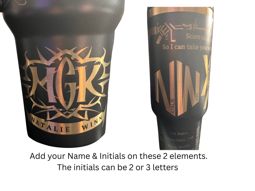 Customizable 40oz Black and Gold Tumbler - Machine Gun Kelly Inspired