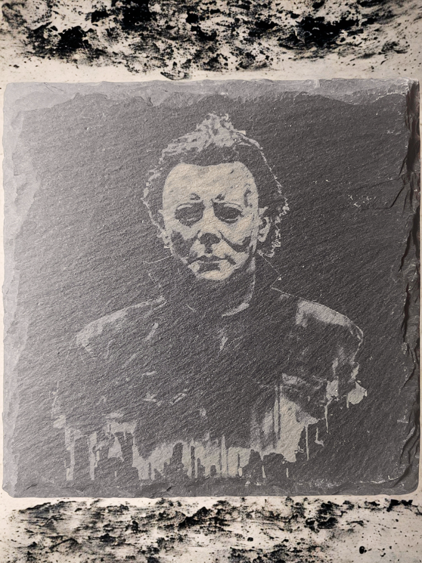 Midnight Terrors: Slate Coaster Set of 4 with Wooden Stands