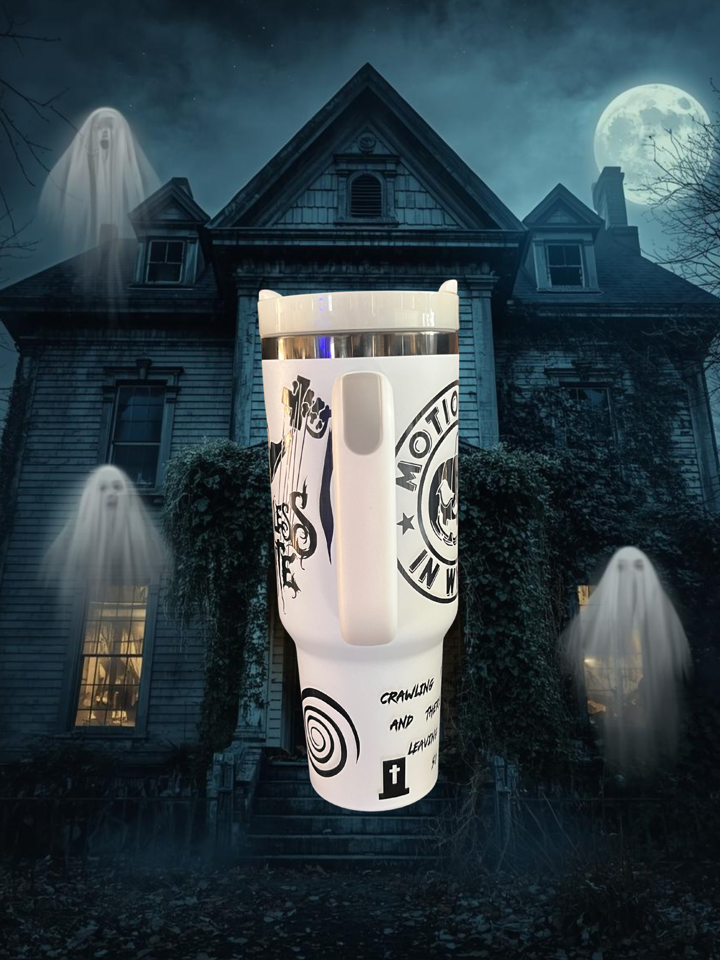 40oz Motionless In White Band Tumbler - Custom Design with Logo and Song Lyrics