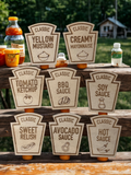 Customizable Wood Magnet Set - 8 Classic Condiment Designs