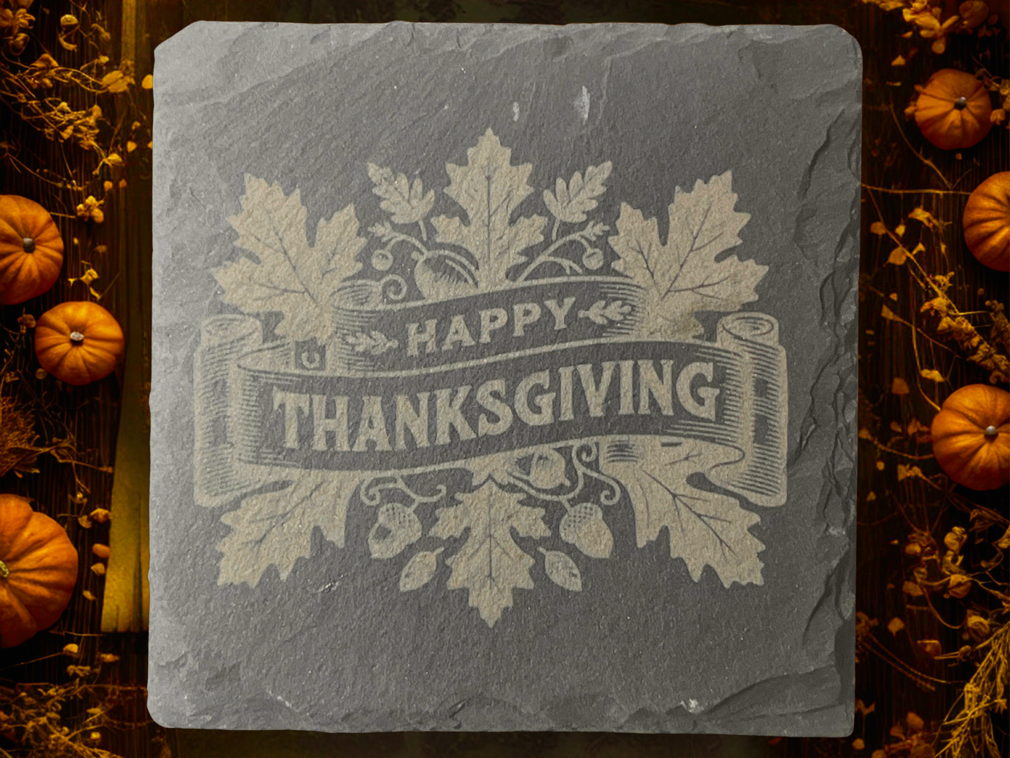 🍂 Thanksgiving Slate Coaster Set: Celebrate in Style! 🦃
