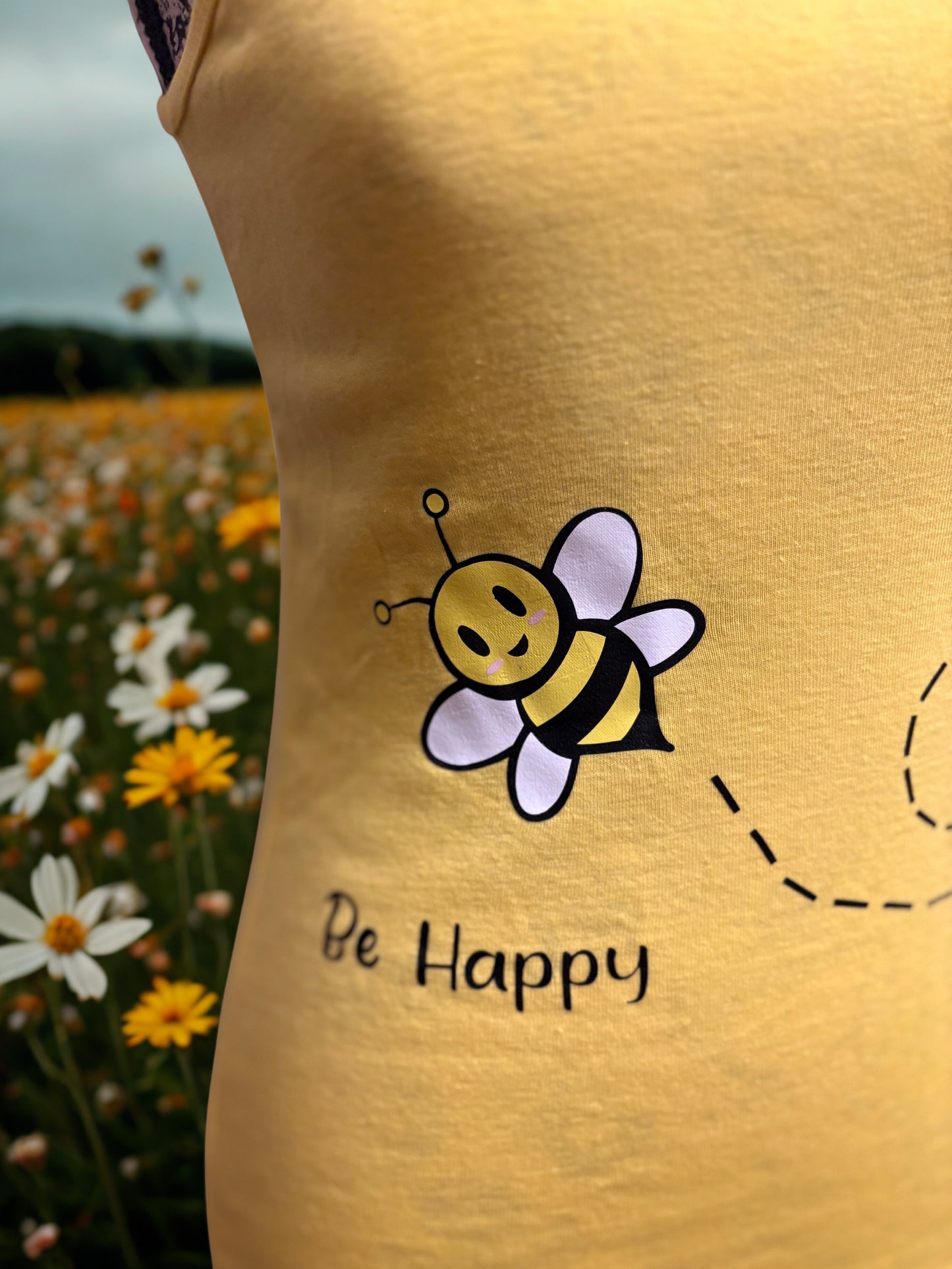 Sunshine Vibes: Yellow "BEE Happy" Tank Top
