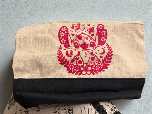 Hot Pink Tropical Stitch Cosmetic Case