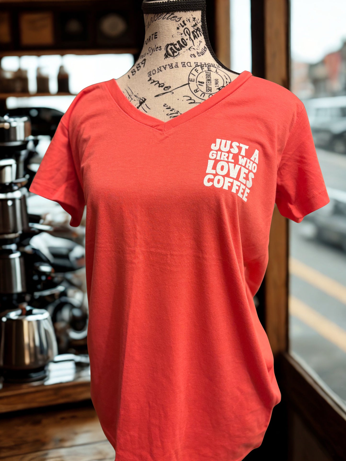 Coffee Vibes: Orange Tee with Sassy Skeleton Style