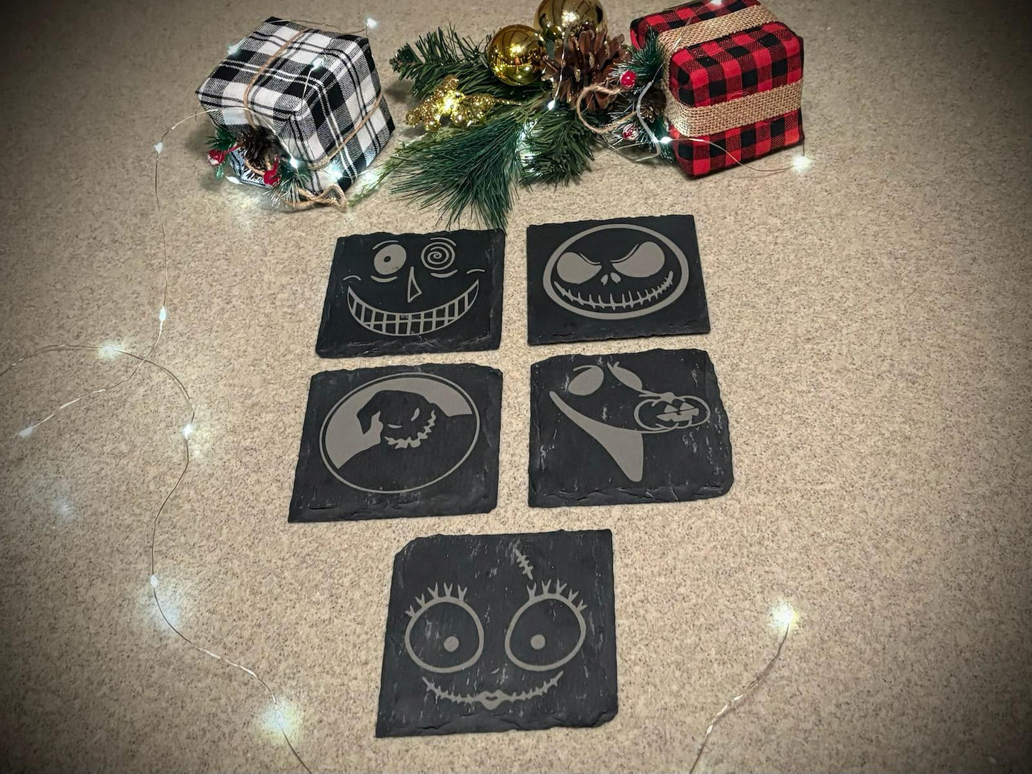 Custom Engraved Slate Coaster - Personalized Natural Stone Drink Coasters for Weddings, Home Bar Decor & Gifts