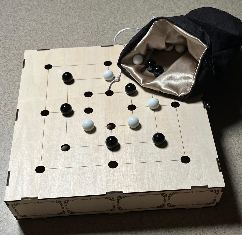 9 Mens Morris Game | Wooden  Set | Classic Mills Board for Family Fun | Handcrafted & Unique Gift Idea