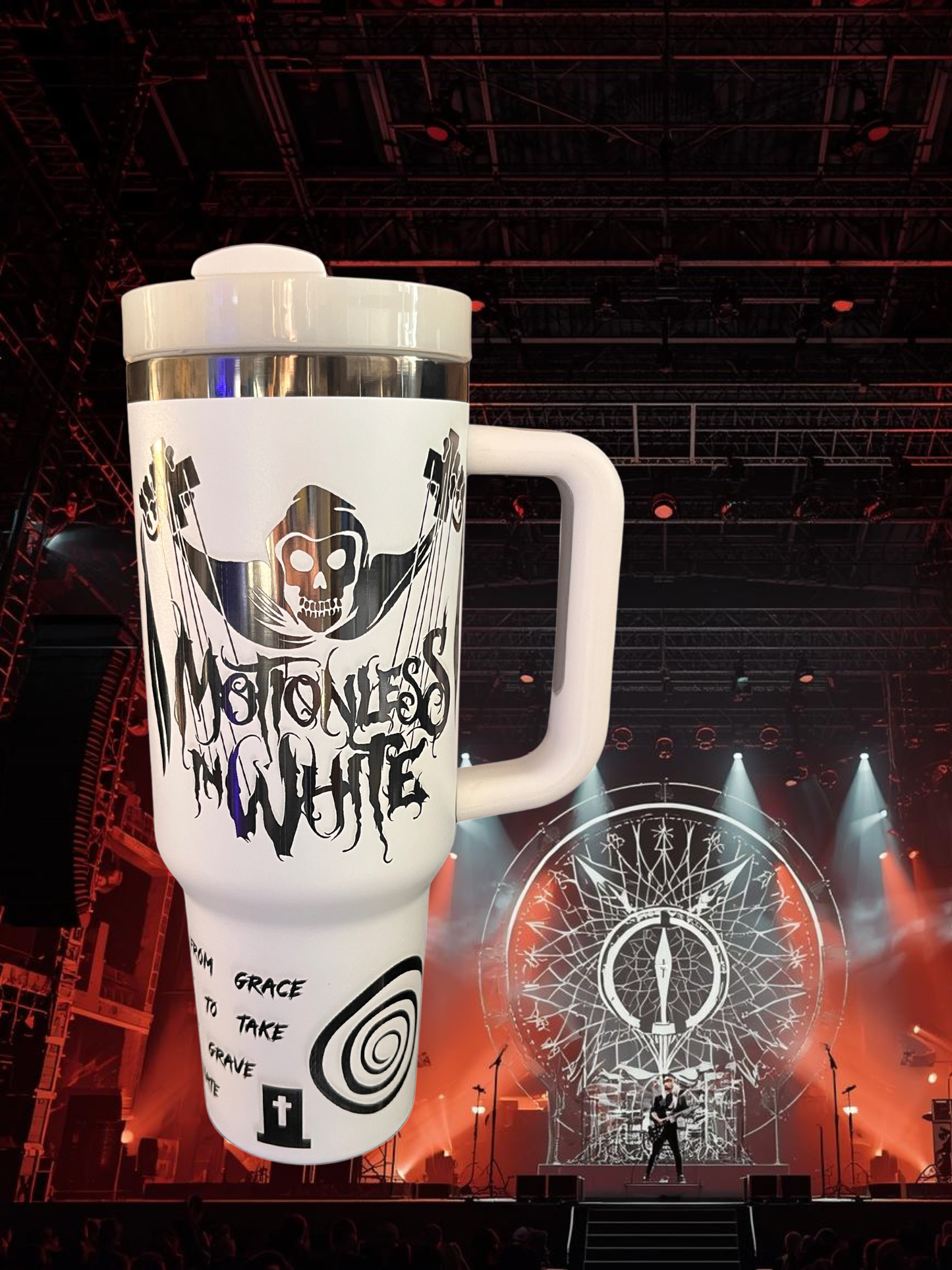 40oz Motionless In White Band Tumbler - Custom Design with Logo and Song Lyrics